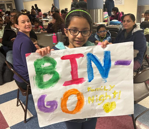 kiddo with Bingo sign