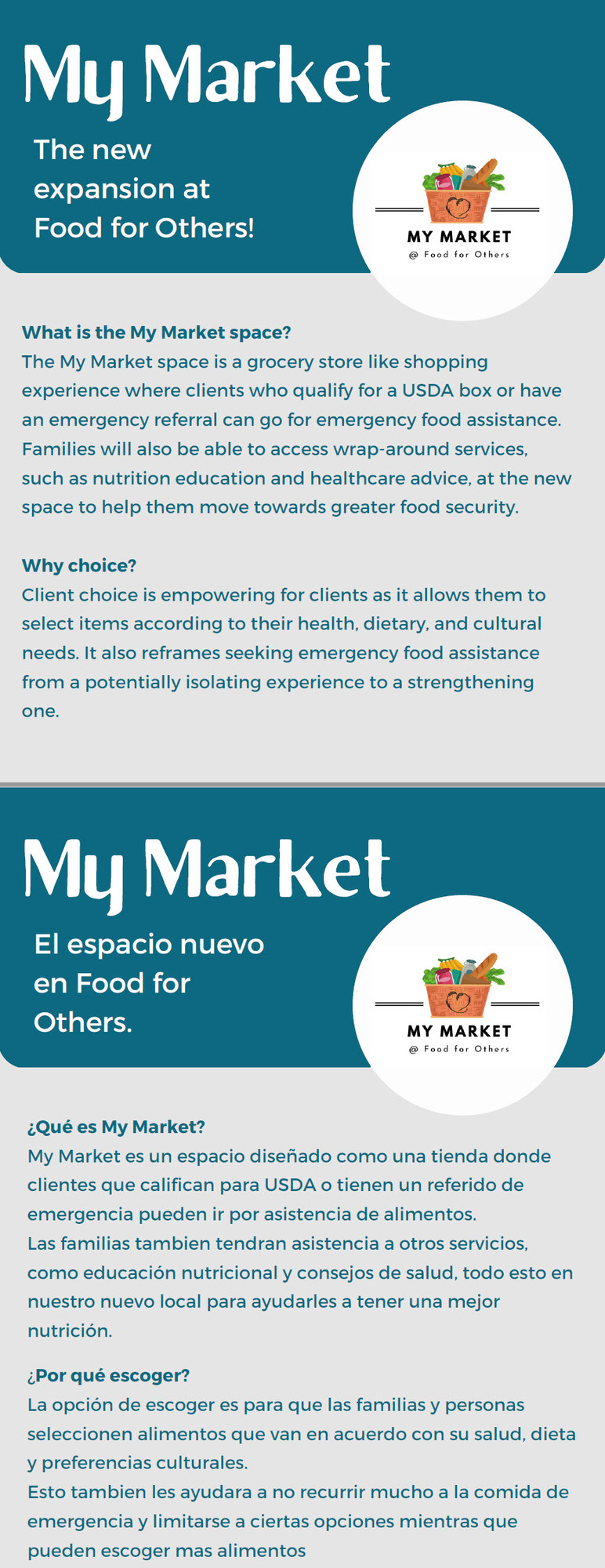 My Market at Food for Others flyer