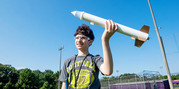 Student with rocket