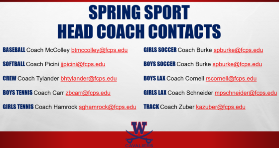 Spring Sport Head Coach Contacts