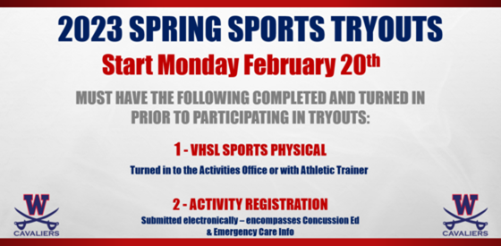 Spring Sports Tryouts