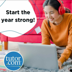 Tutor.com photo young woman with computer "start the year right"
