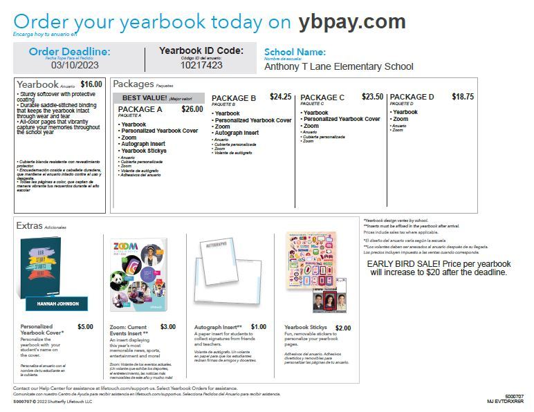 yearbook order form