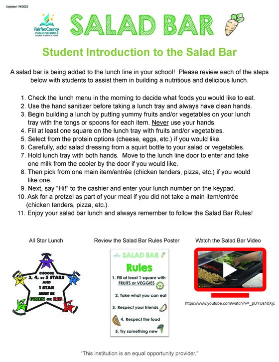 Salad Bar Information 