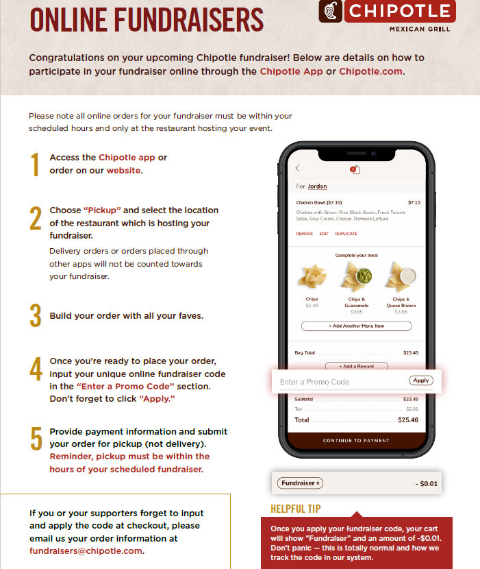 PTA Chipotle fundraiser flyer