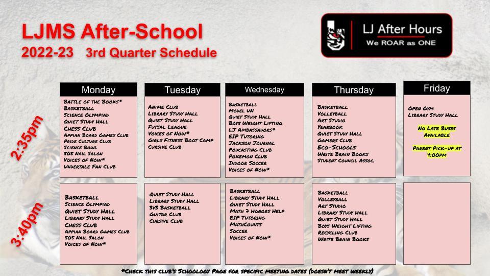 3rd quarter schedule