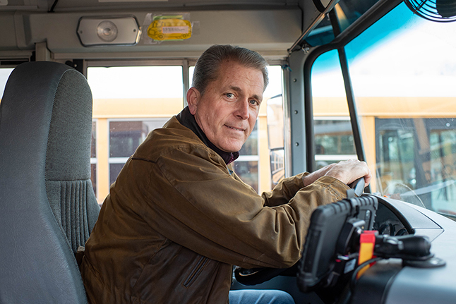 School bus driver smiling