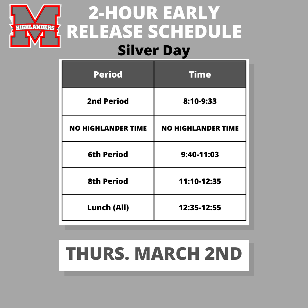 2 hour early release bell schedule