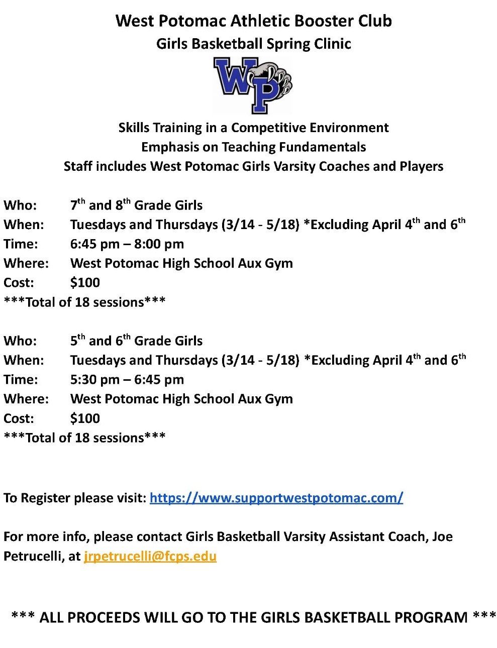 WPHS Spring Basketball Clinic