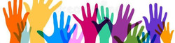 Colorful hands reaching up graphic