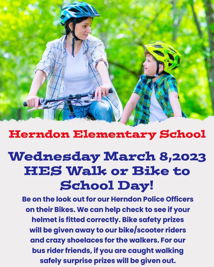 HES walk bike to school on March 8