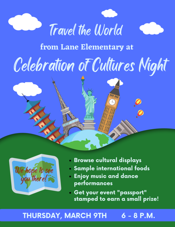 Travel the World at Celebration of Cultures Night flyer