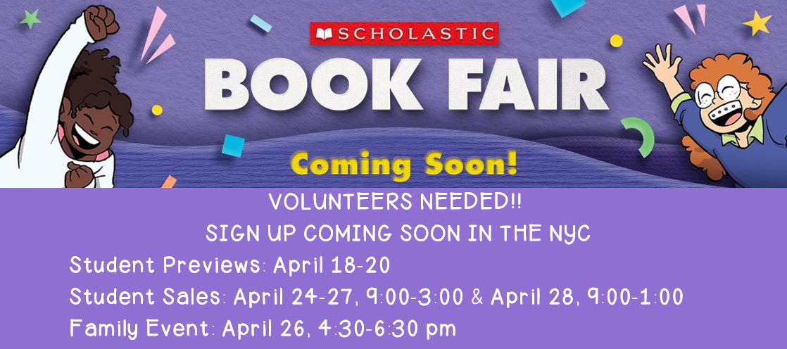 The spring book fair is coming up in April.