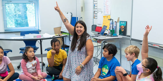 teacher with students