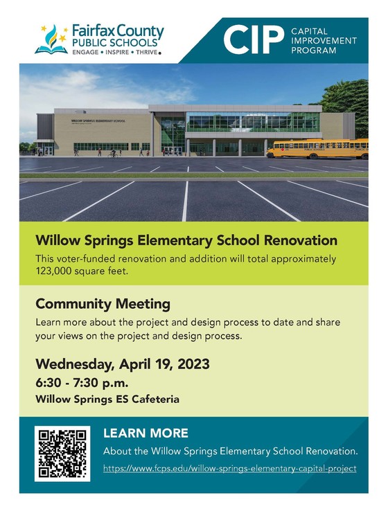 Rescheduled Willow Springs Elementary School Renovation Community Meeting