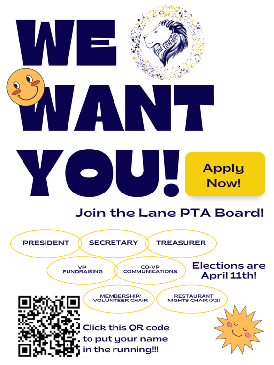 Lane PTA board nominations flyer