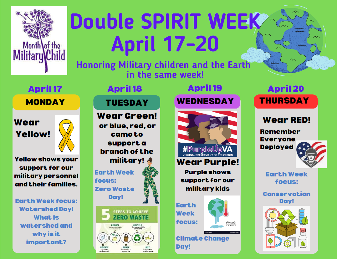 Spirit Days April 17-20