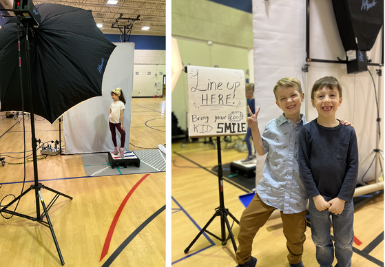 Students near the cameras on Picture Day