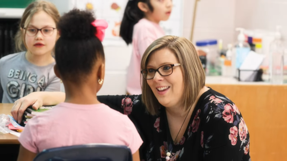 teacher with student