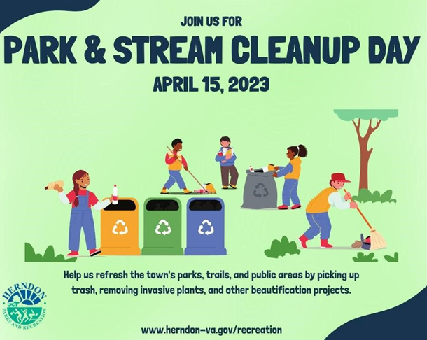 Herndon Park and Stream Cleanup 4/15 information