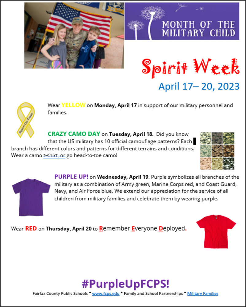 Month of the military child spirit week