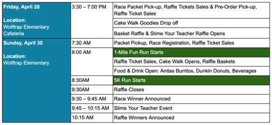 5k 2023 Schedule