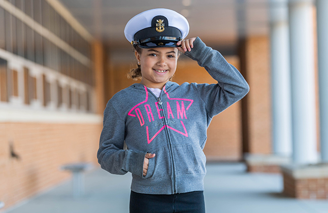 Student with military hat