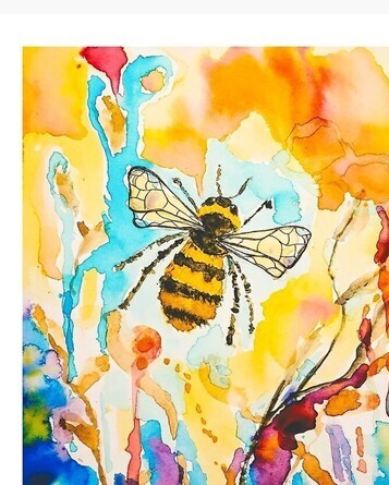 watercolor paint with bee