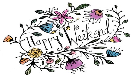 happy weekend with flowers graphic