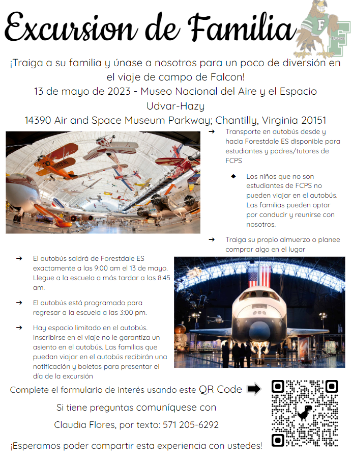 Family Field Trip Flier Spanish