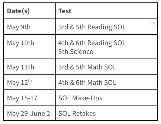 SOL Schedule