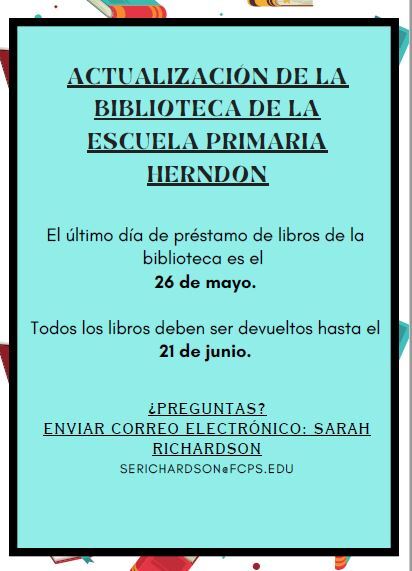 Library End of year notice Spanish
