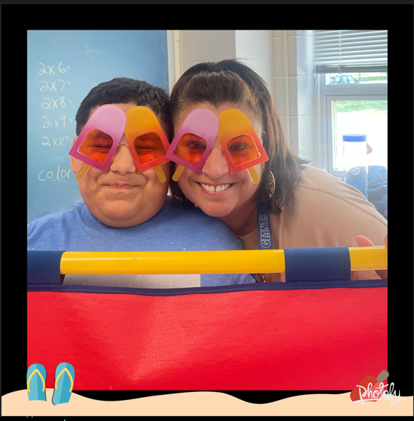 boy and woman wearing popsicle sunglasses