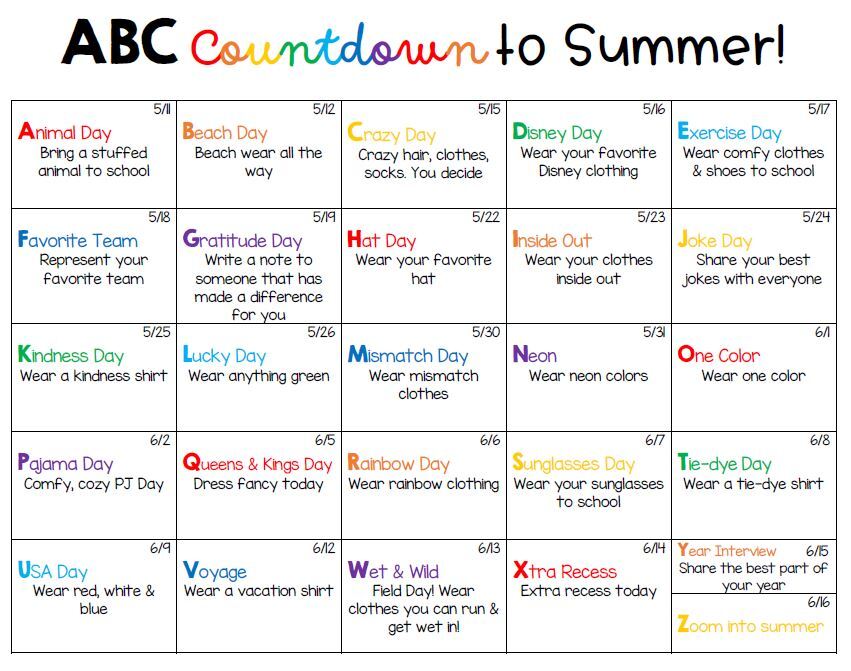 abc countdown to summer english