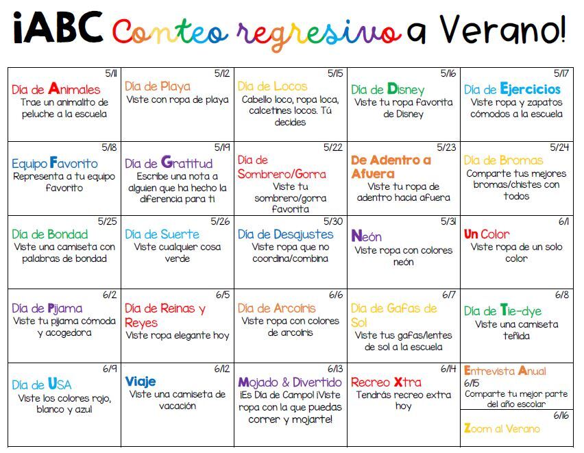 abc countdown to summer spanish
