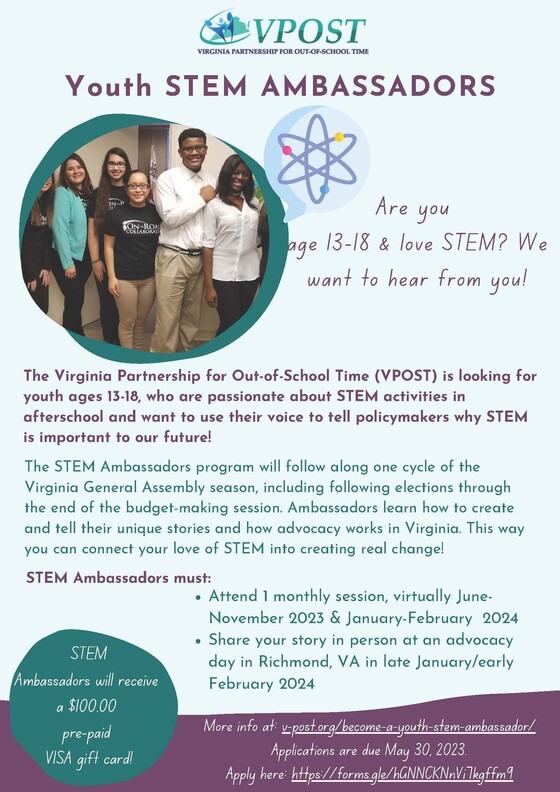 Virginia Partnership for Out-of-School Time Youth STEM Ambassadors