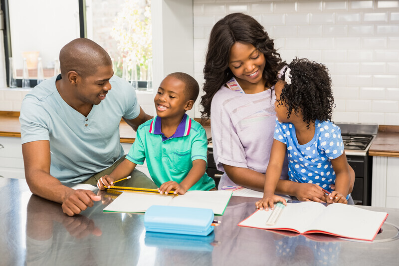 Family studying together
