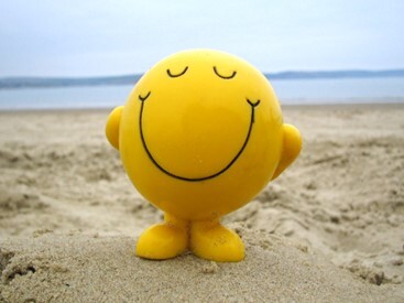 smilely face on beach