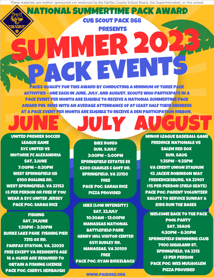 Cub Scouts Summer Events