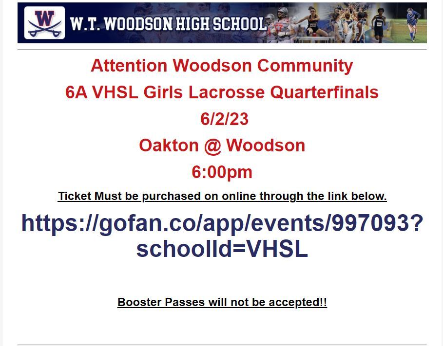 VHSL Girls Lacrosse Quartefinals 6/2/23 Oakton Woodson 600pm
