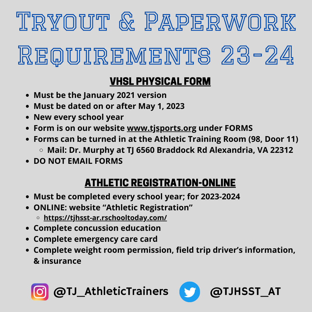 Tryout Information for TJ Sports