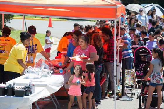 community barbecue with a lot of people