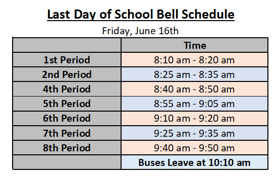 Last Day of School Schedule