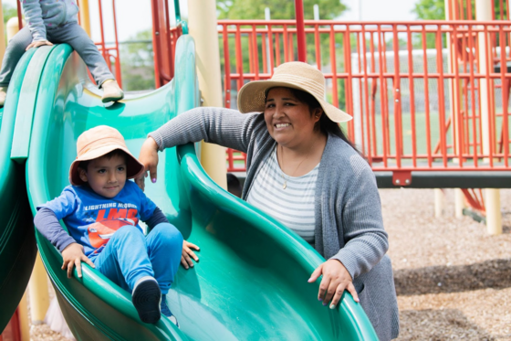 Mother and child on playground