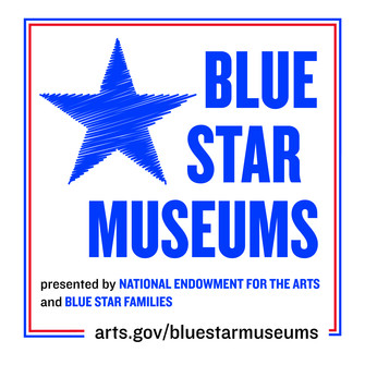 Blue Star Museums in blue letters