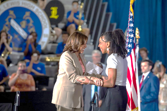 Vice President Harris with Lewis High School Student