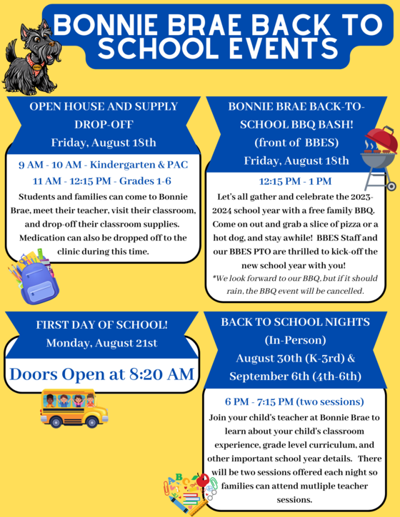Bonnie Brae Back-to-School Events image