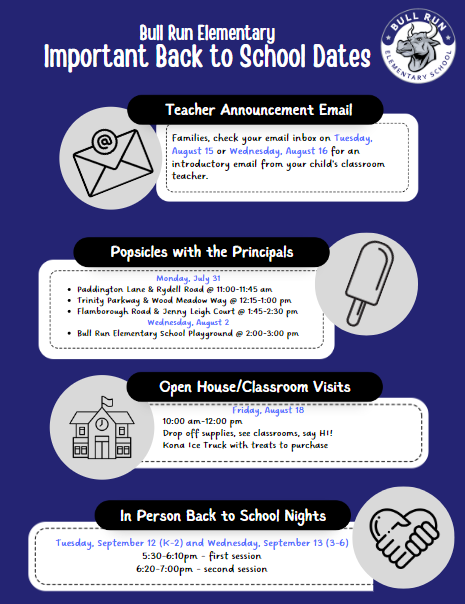 BRES Important Back to School Dates
