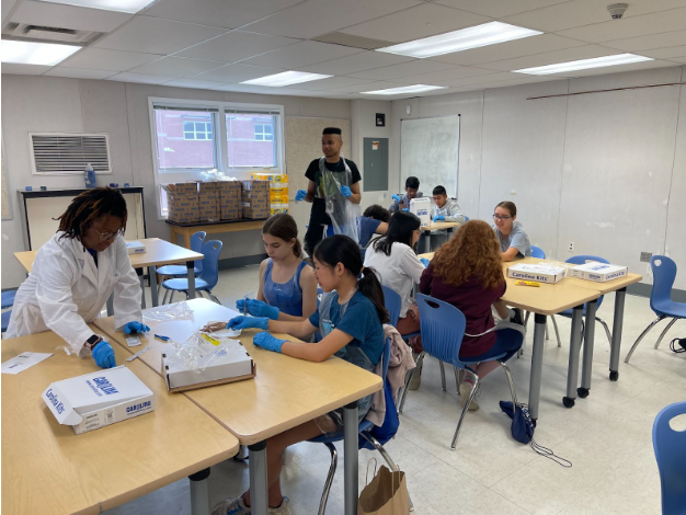 Kids working on science