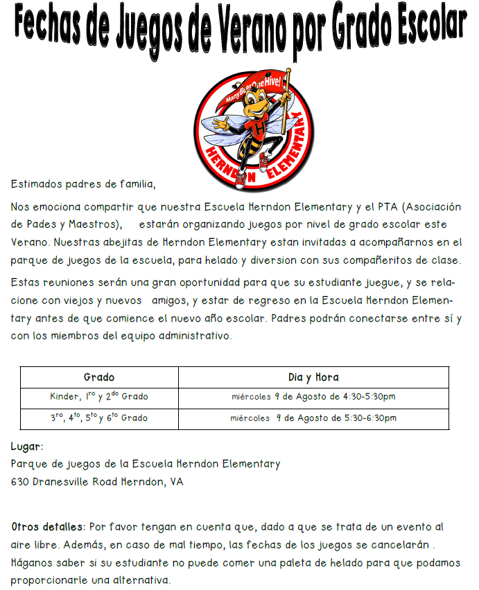 Summer Grade Level Playdates Spanish